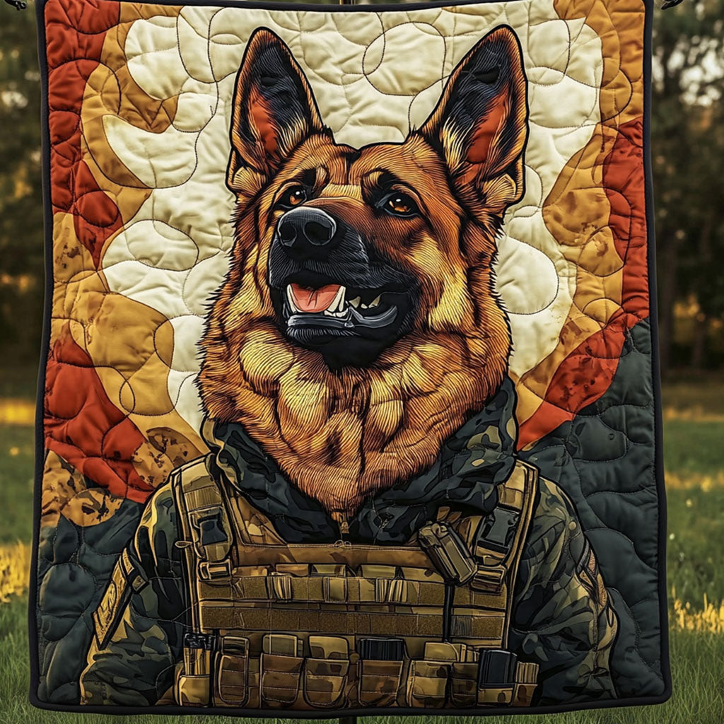 Warrior Dog Quilted Blanket Nice Throw Blanket Presents For German Shepherd Lovers