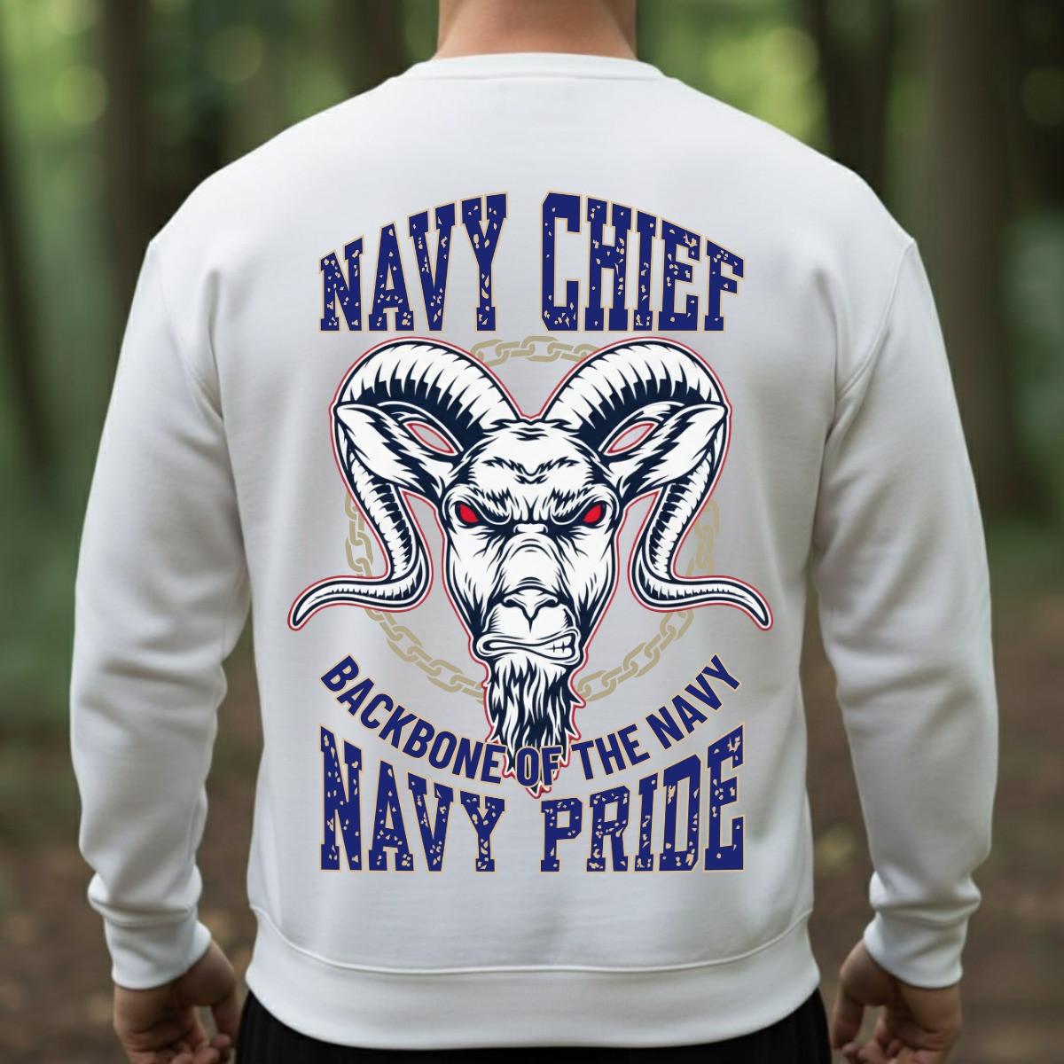 Warrior Goat USN Veteran Navy Chief Sweatshirt Navy Pride Proud Military Gifts For Patriots