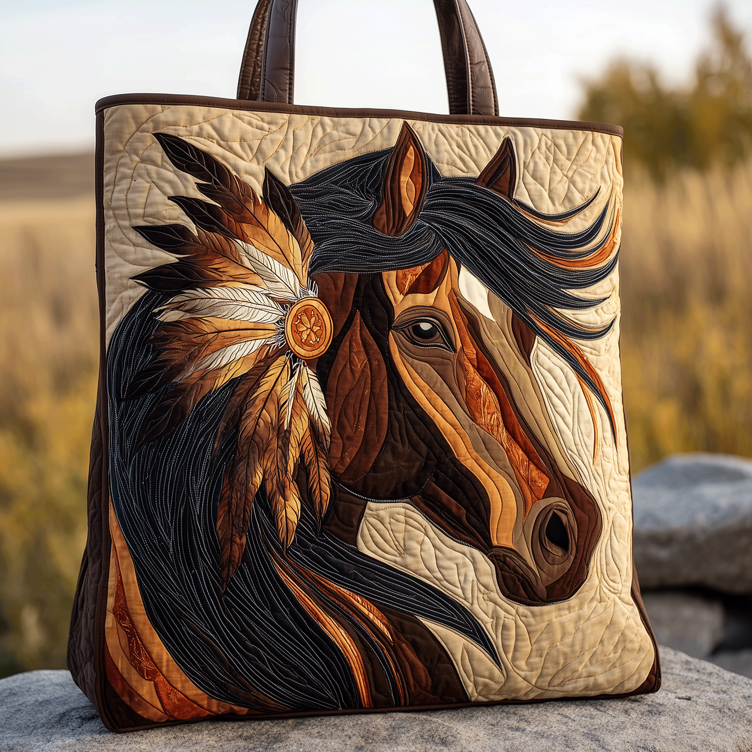 Warrior Horse Path Quilted Tote Bag Gift Ideas For Horse Lovers