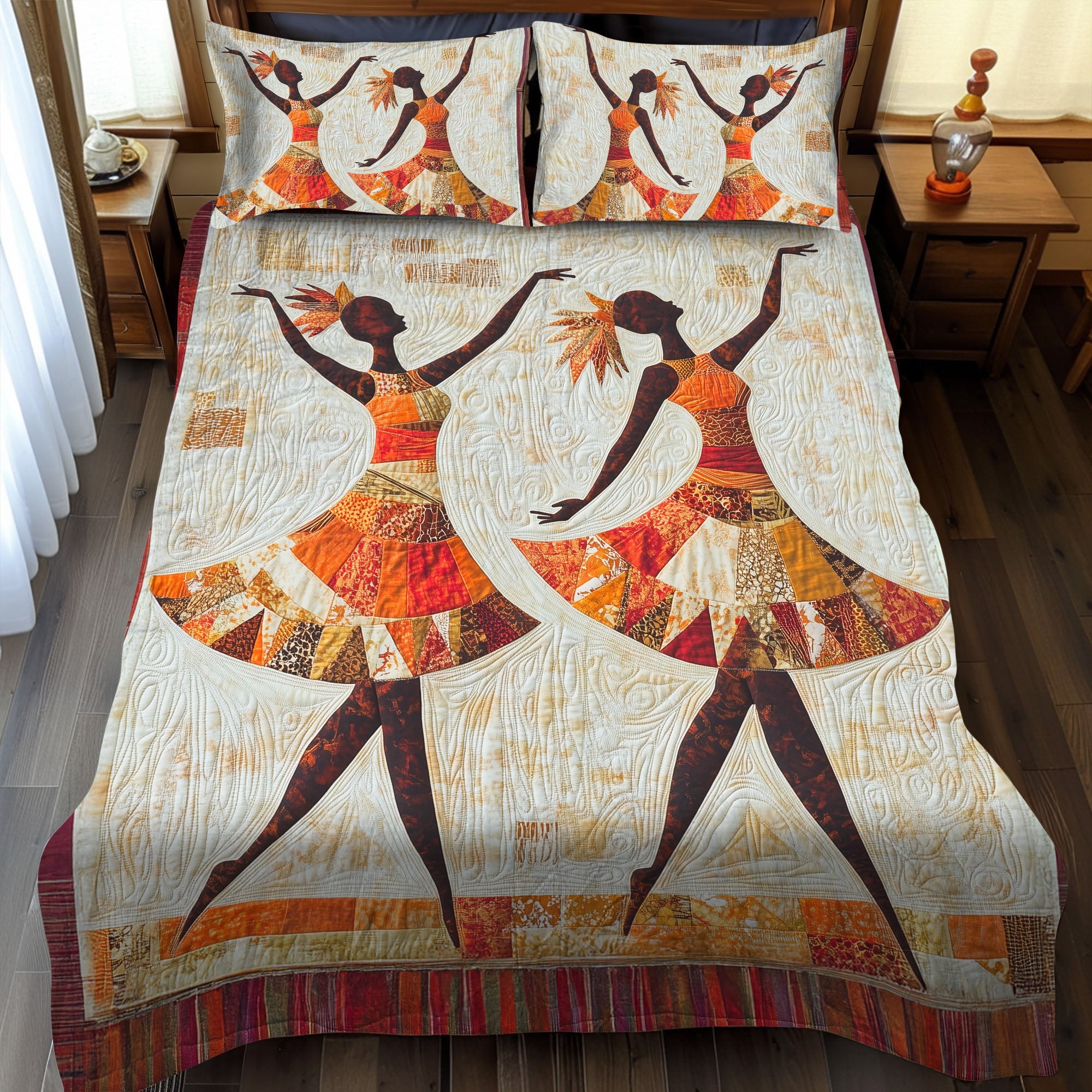 Warrior Soul Quilted Bedding Set Aesthetic Room Decor Unique Native American Gifts