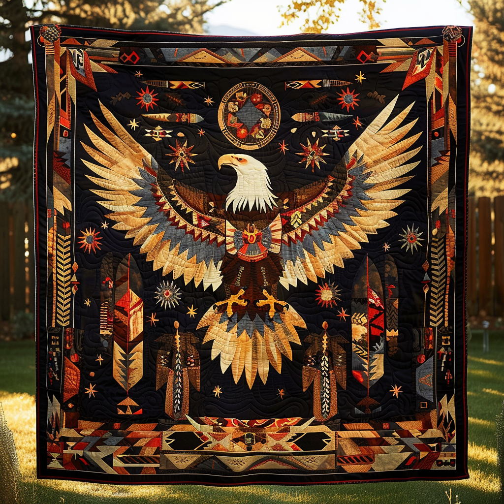 Warrior's Eagle Quilted Blanket Patriotic Gifts For Himt