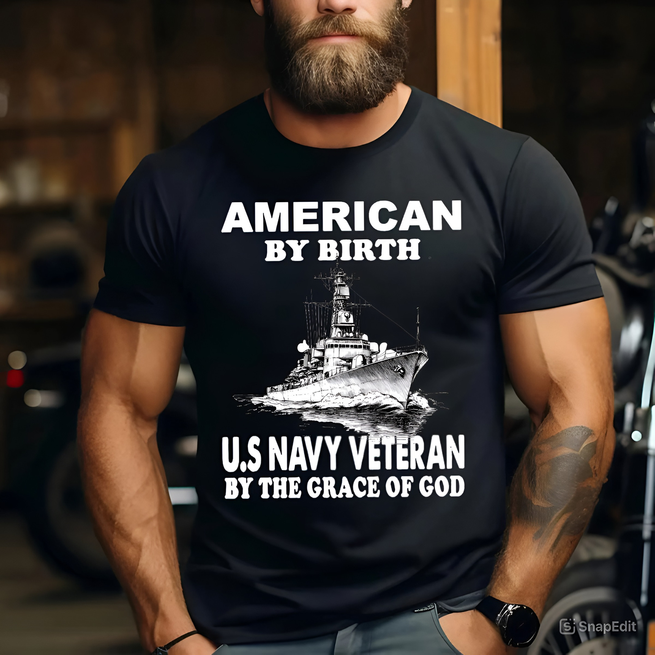 Warship US Navy Veteran T-Shirt American By Birth Navy Veteran Pride Shirt Gift Ideas