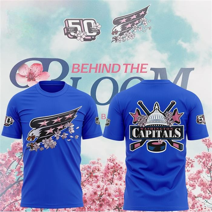 Washington Capital Cherry Bloom 2025 T-Shirt Blue Great Gifts For Hockey Fans
