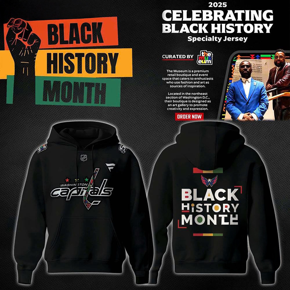 Washington Capitals 2025 NHL Black Month History Specialty Hoodie Gifts For Hockey Enthusiasts