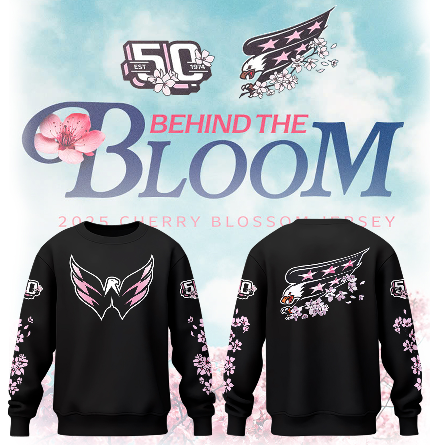 Washington Capitals Behind The Bloom Black Sweatshirt Top Gifts For Ice Hockey Players