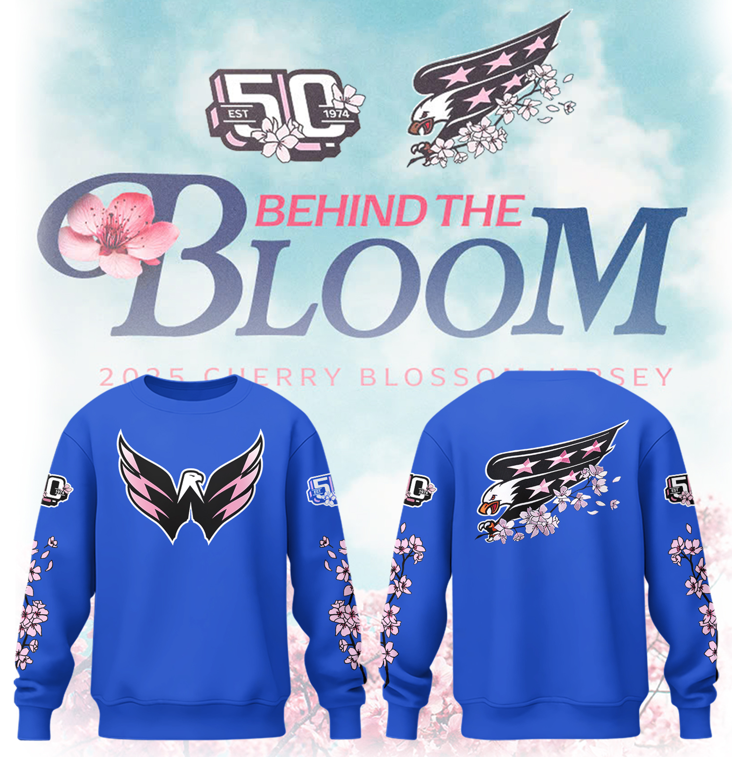 Washington Capitals Behind The Bloom Blue Sweatshirt Best Gifts For Ice Hockey Players