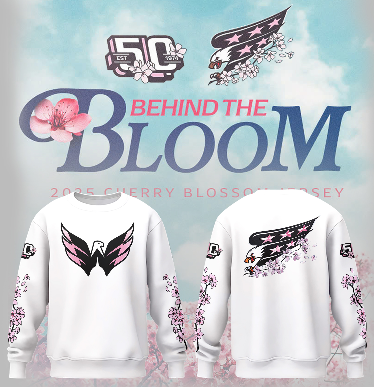 Washington Capitals Behind The Bloom White Sweatshirt Gifts For Ice Hockey Teammates