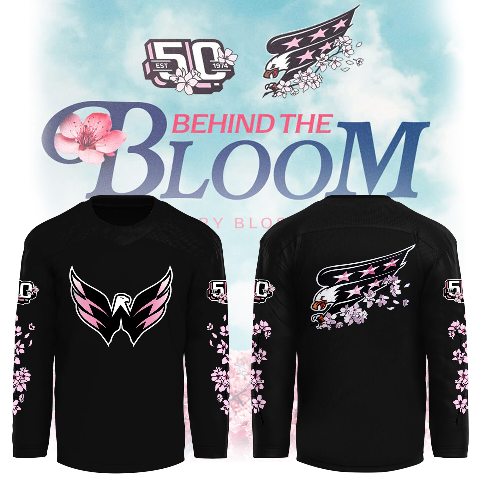 Washington Capitals Cherry Bloom 2025 Black Jersey Best Ice Hockey Gifts