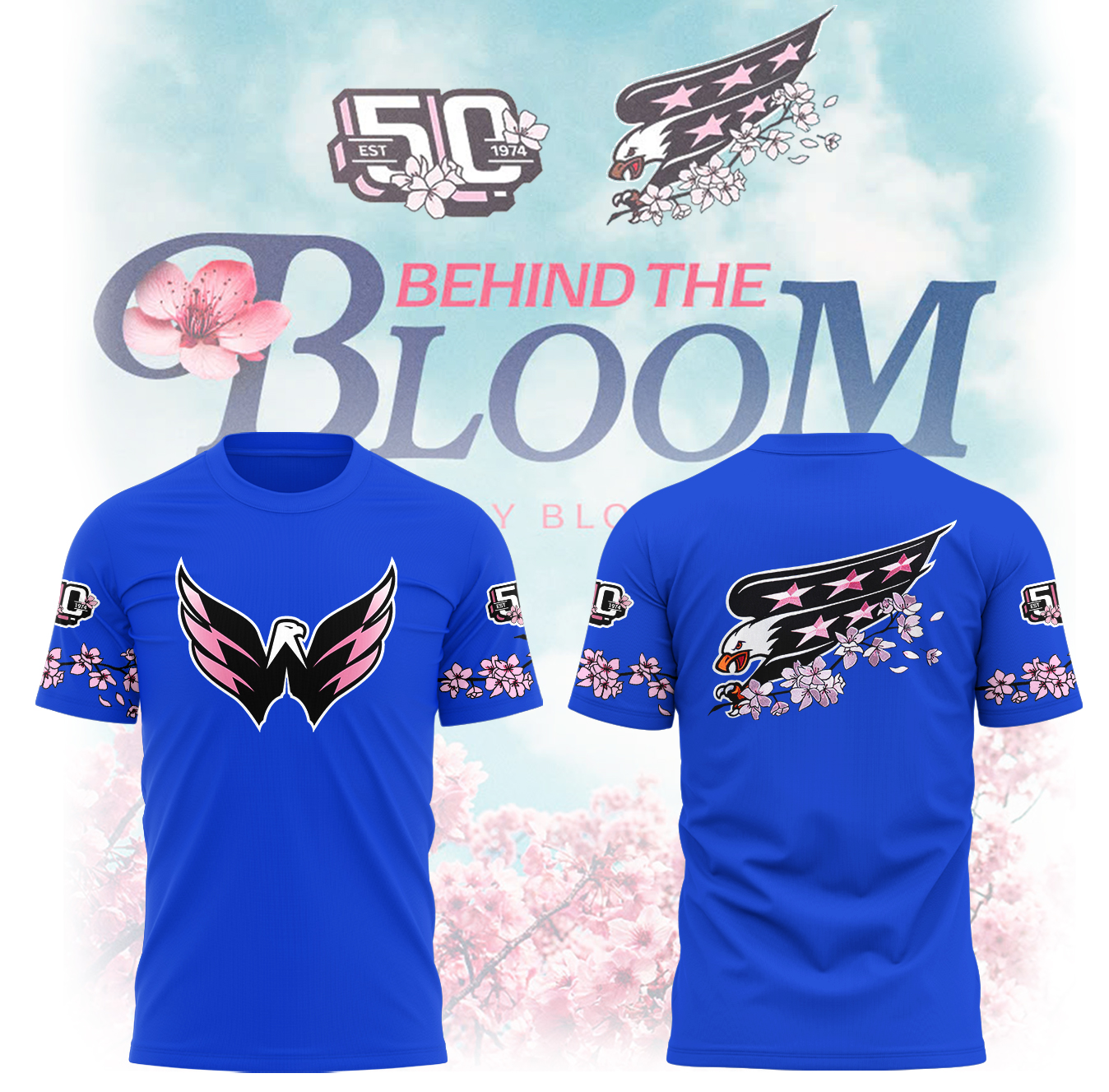 Washington Capitals Cherry Bloom 2025 Blue T-Shirt Great Gifts For Ice Hockey Players