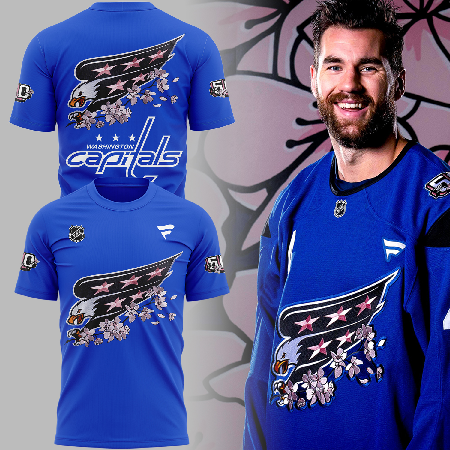 Washington Capitals Cherry Bloom 2025 T-Shirt Senior Gifts For Ice Hockey Players