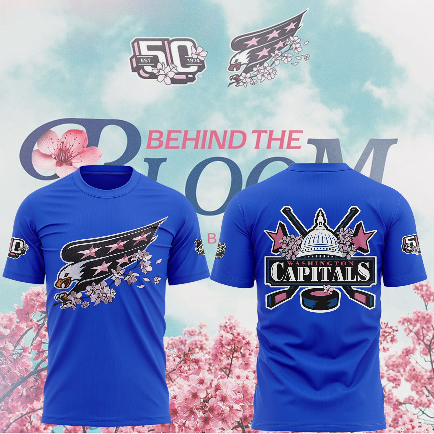 Washington Capitals Cherry Bloom 2025 T-Shirt Senior Night Gifts For Ice Hockey Players