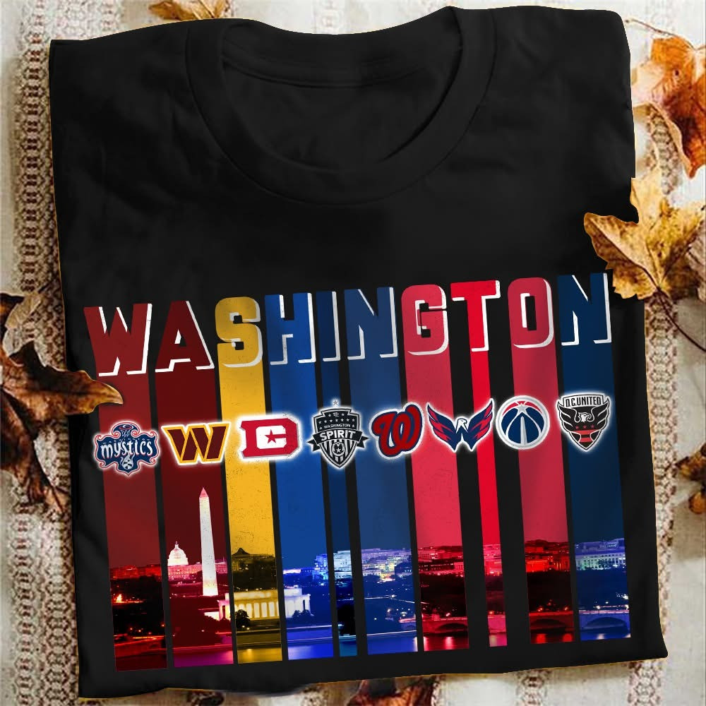Washington City Sport Teams Skyline T-Shirt Best Gifts For Washington Sports Lovers Fans