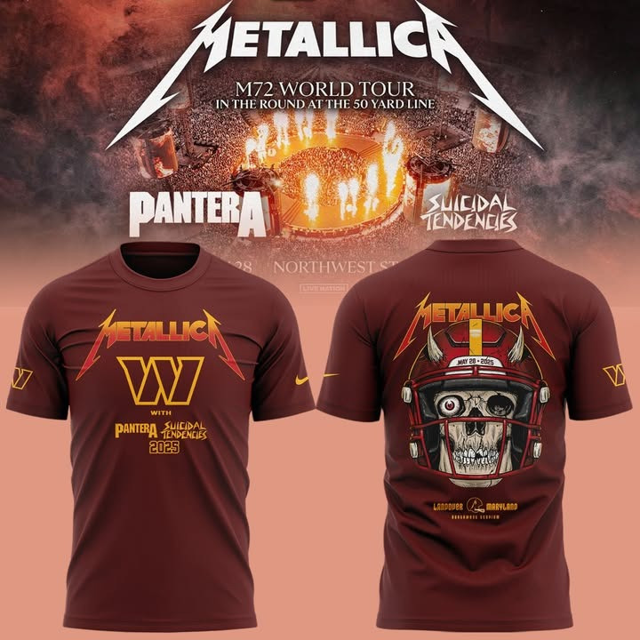 Washington Commanders Metallica 2025 Shirt M72 World Tour With Pantera Suicidal Tendencies