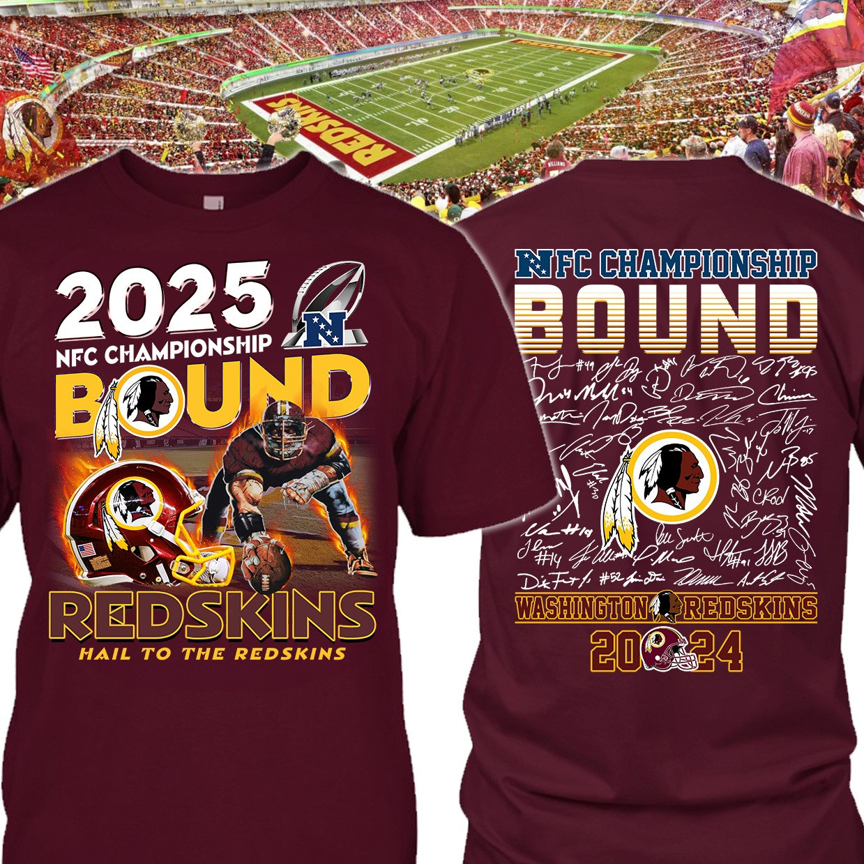 Washington Commanders NFC Champions Hail To The Redskins Shirt Football Fan Merch