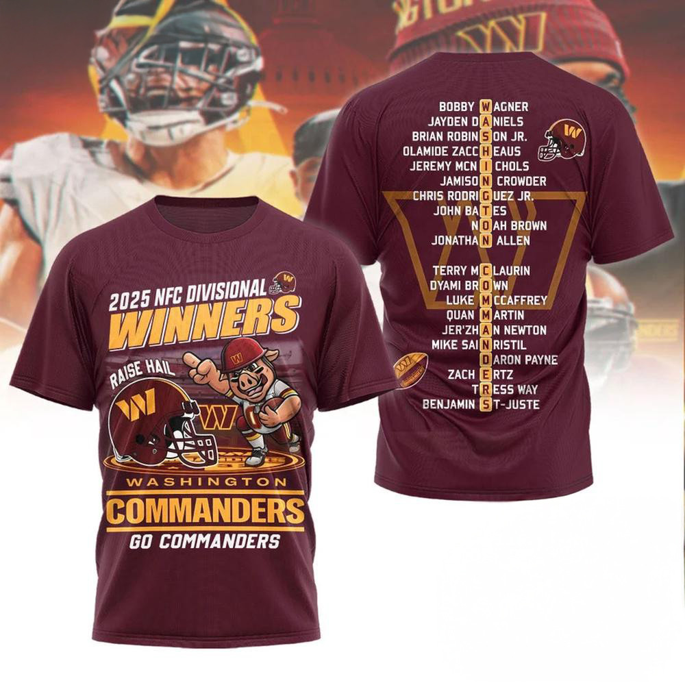 Washington Commanders NFC Divisional 2025 Winners Shirt Football Fan Gifts