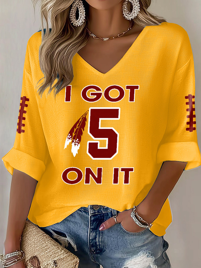 Washington Football I Got On It 5 Long V-Neck Shirt Game Day Clothes WC Merch Women's
