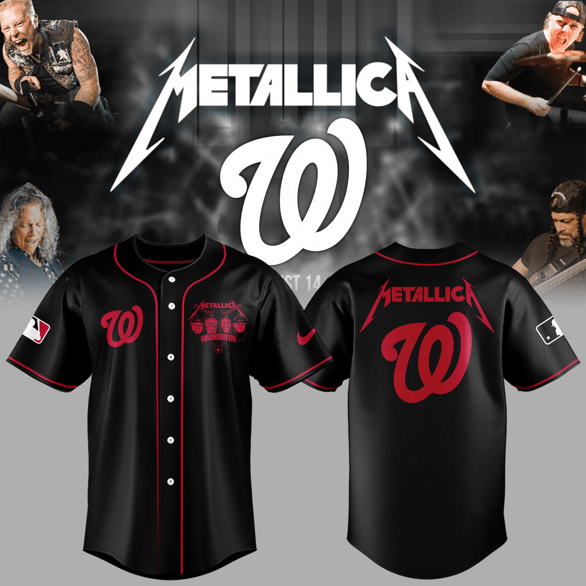 Washington Nationals Baseball Metallica Night Jersey Gift Ideas For Baseball Players
