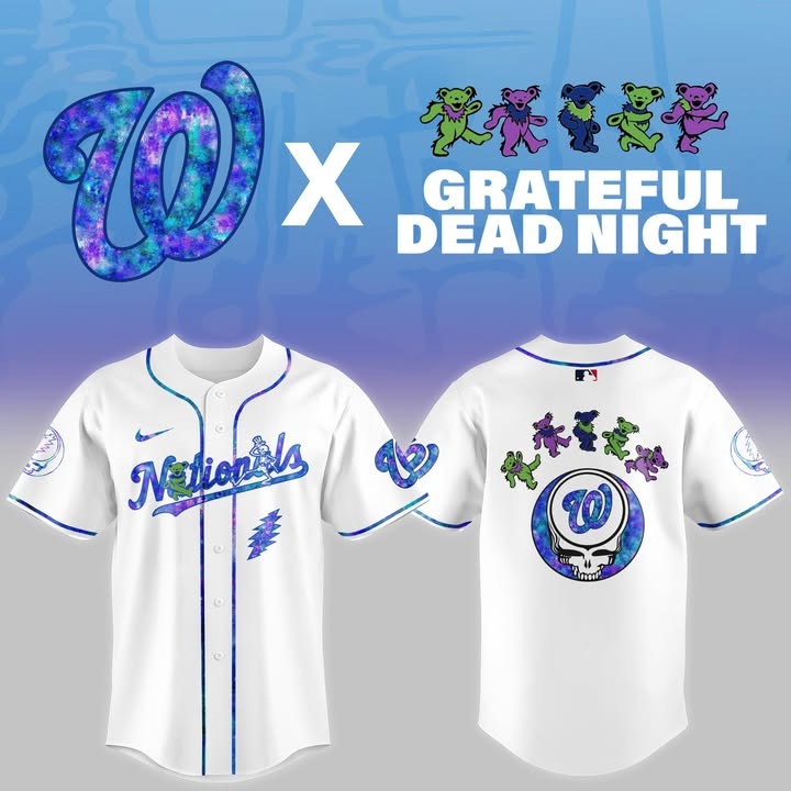 Washington Nationals Grateful Dead Night Jersey Nationals Merch Best Gifts For Baseball Players