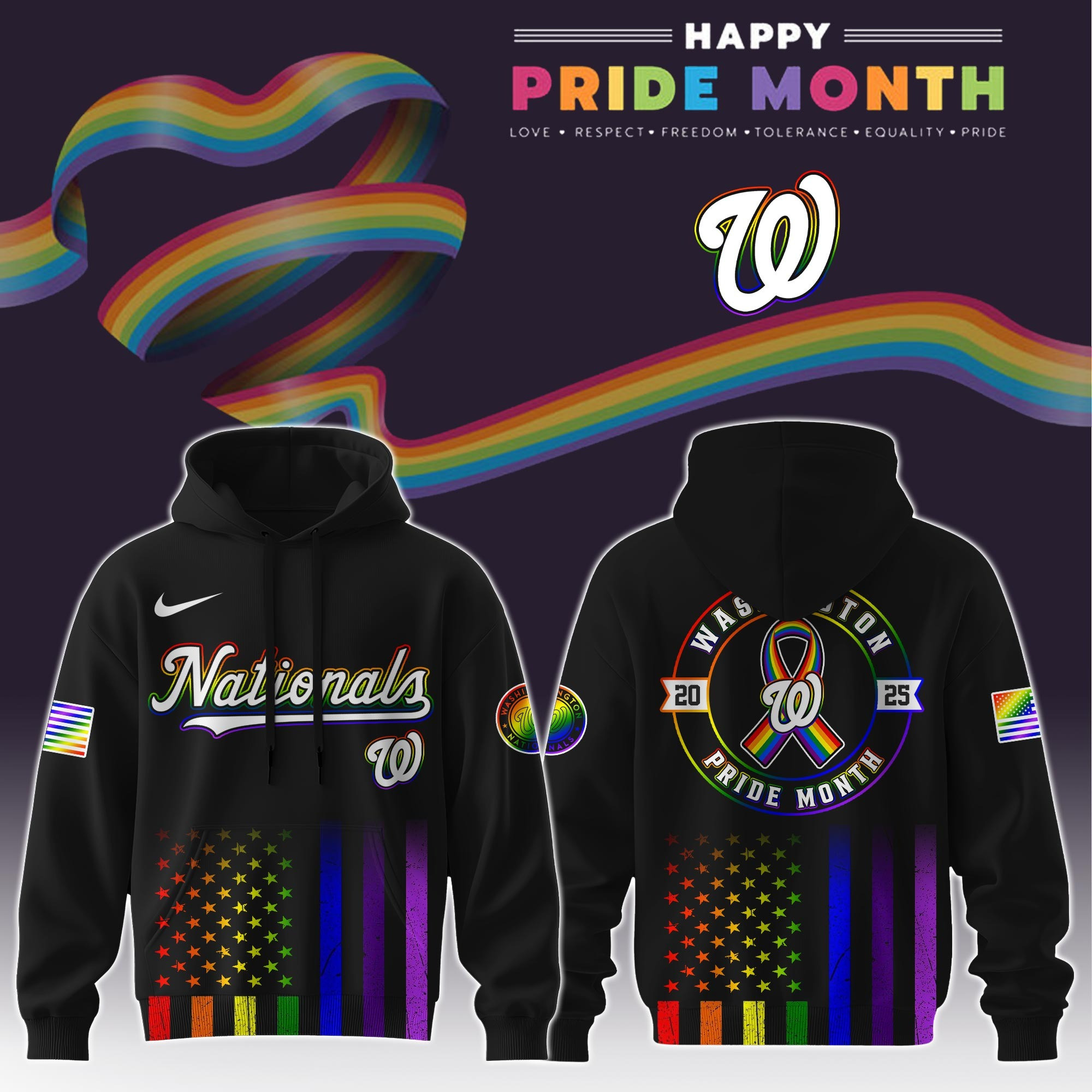 Washington Nationals Special Pride Month Limited Edition Hoodie Presents For Baseball Fans