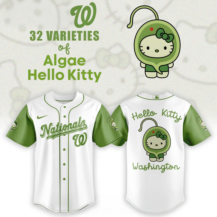 Washington Nationals x 32 Algae Hello Kitty Baseball Jersey Gift Ideas For Baseball Players