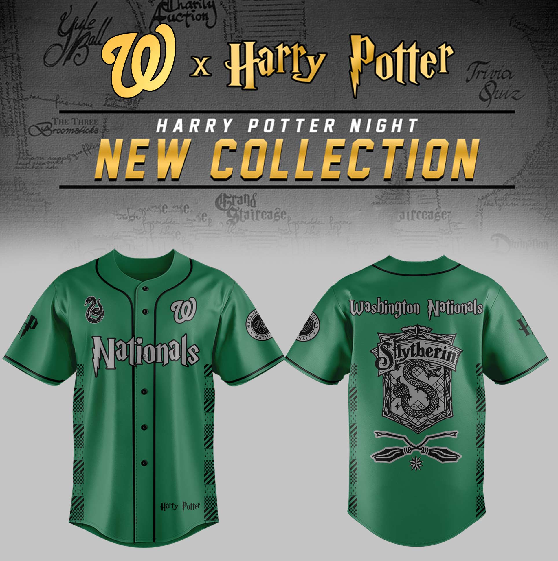Washington Nationals x Harry Potter Night Slytherin House Jersey Baseball Coach Gift Ideas