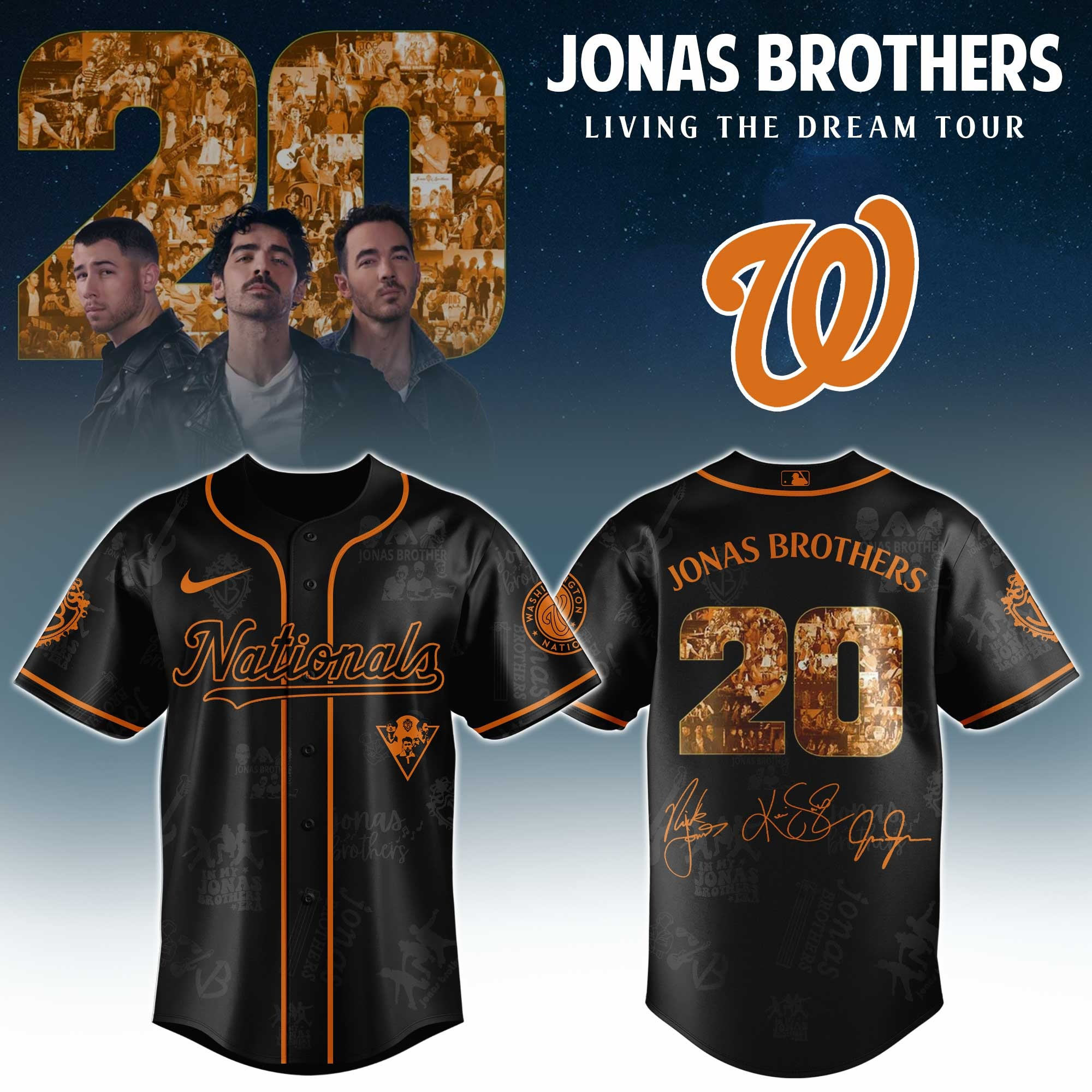 Washington Nationals X Jonas Brothers 20 Tour 2025 Jersey MLB Merch Best Gifts For Fans