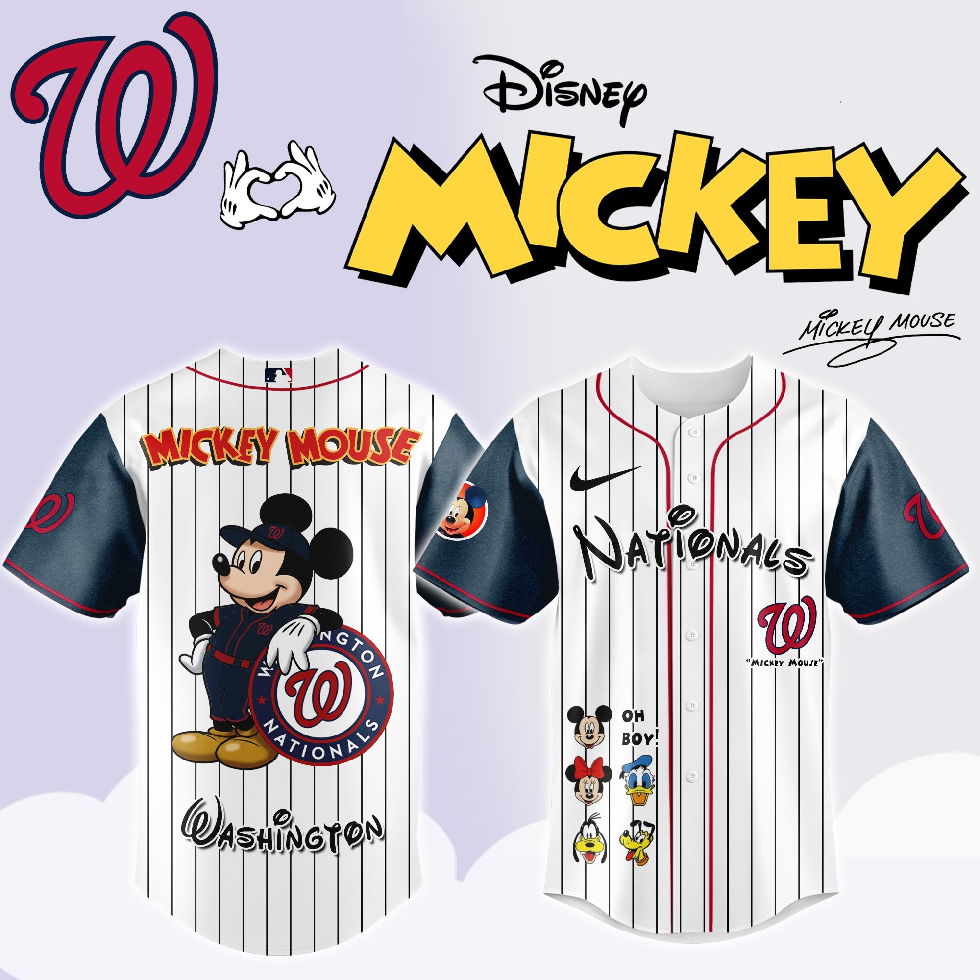 Washington Nationals x Mickey Mouse Game Night Jersey Baseball Lover Gift Ideas