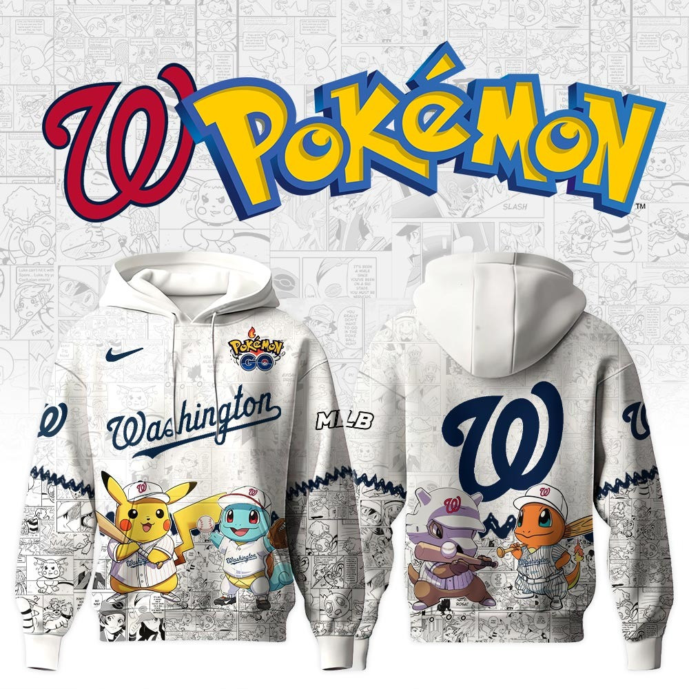 Washington Nationals X Pokemon Go Hoodie MLB Merch Gifts For Baseball Fans For Him Her