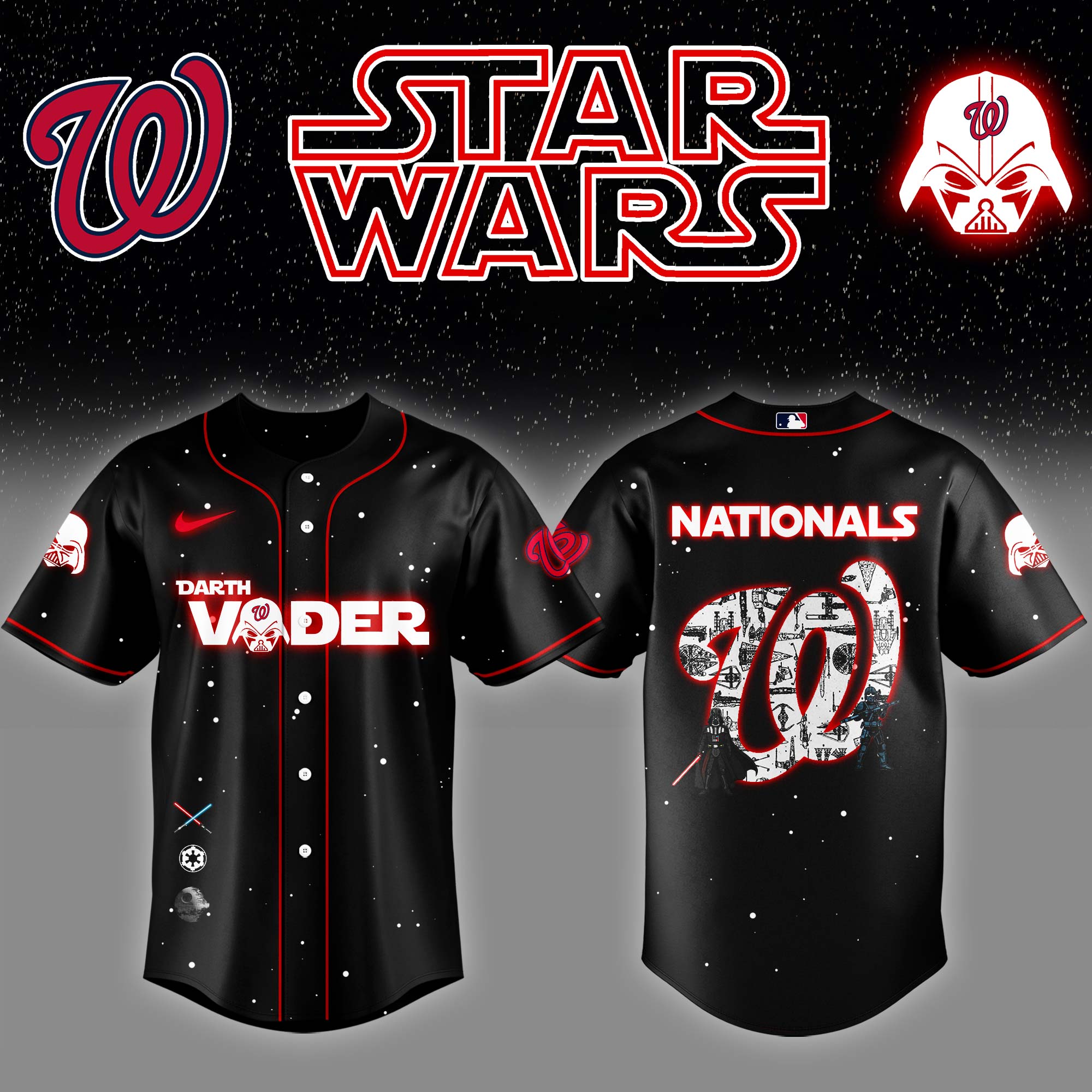 Washington Nationals x Stars Wars Darth Vader Night Baseball Jersey Gift Ideas For Baseball Players