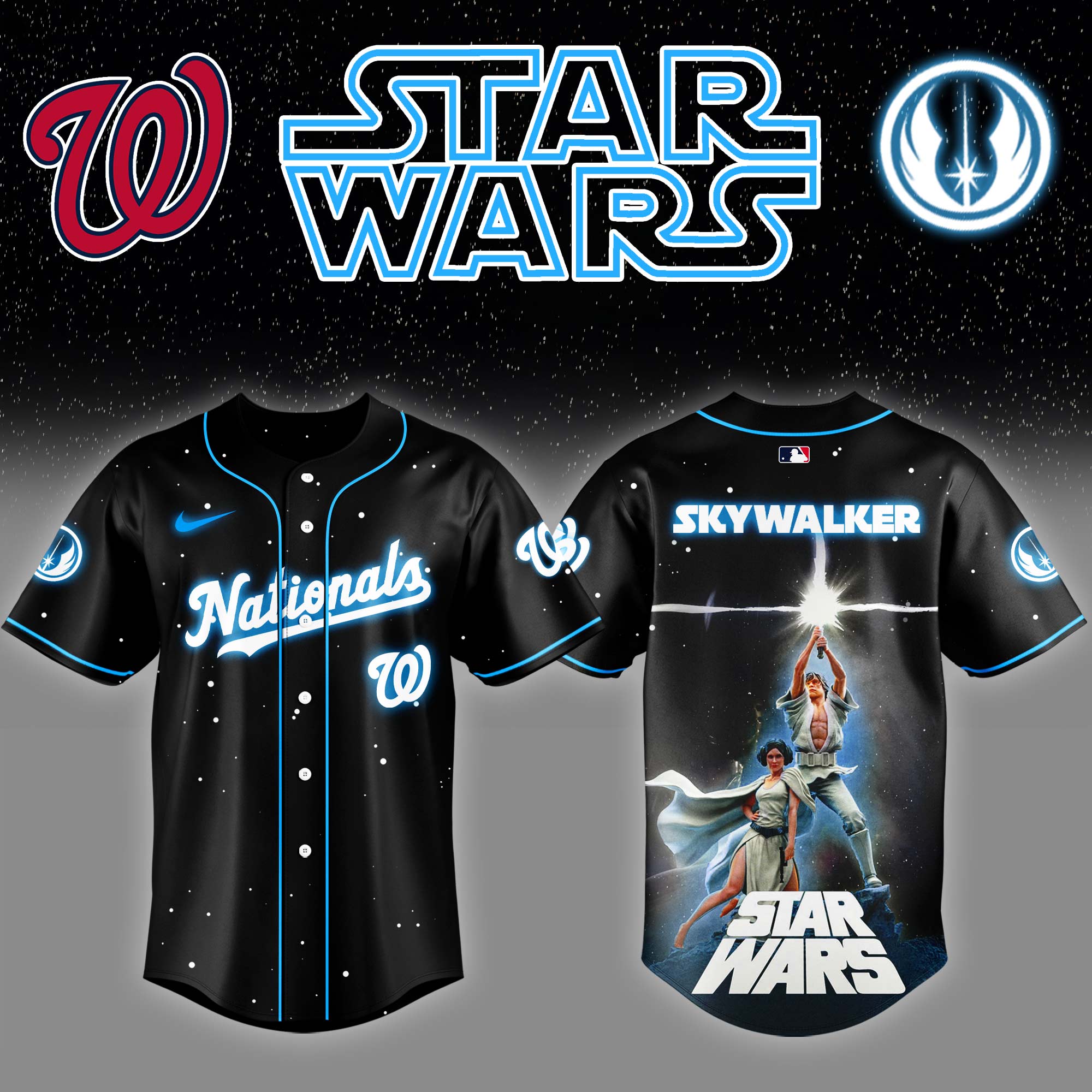 Washington Nationals x Stars Wars Luke Skywalker Game Night Baseball Jersey Gift For Baseball Lover