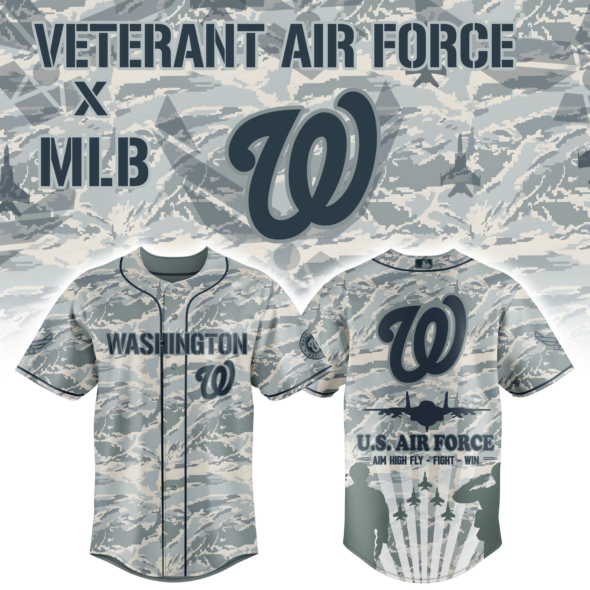 Washington Nationals x Veteran U.S Air Force 2025 Baseball Jersey Cool Baseball Gifts