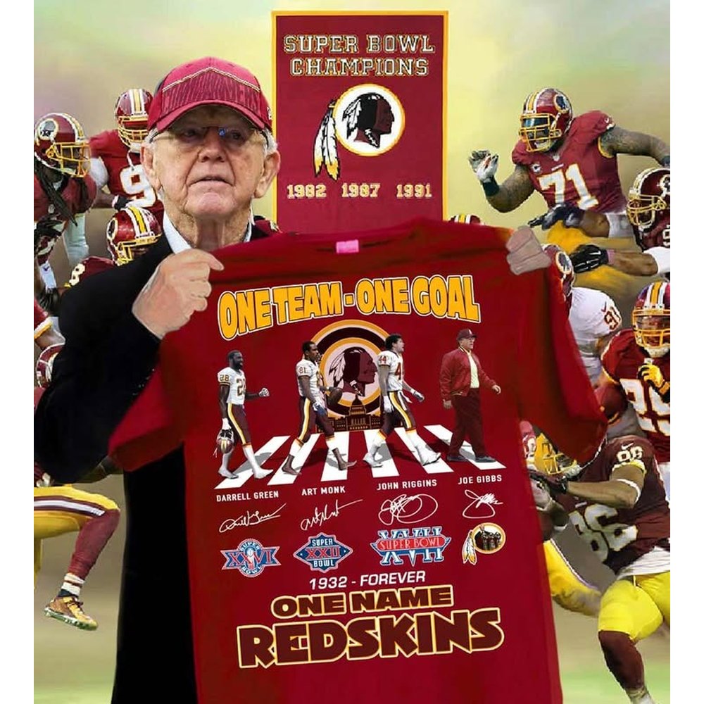 Washington Redskins 1932 Forever One Team On Goal One Name Signatures T-Shirt Redskins Merch Unique Football Gifts For Fans