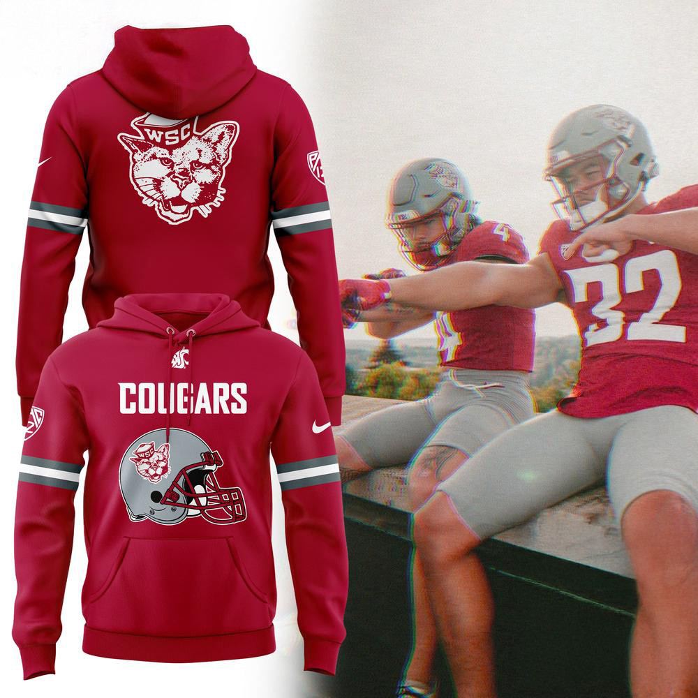 Washington State Cougars Football 2025 Red Hoodie Football Fan Gift Ideas