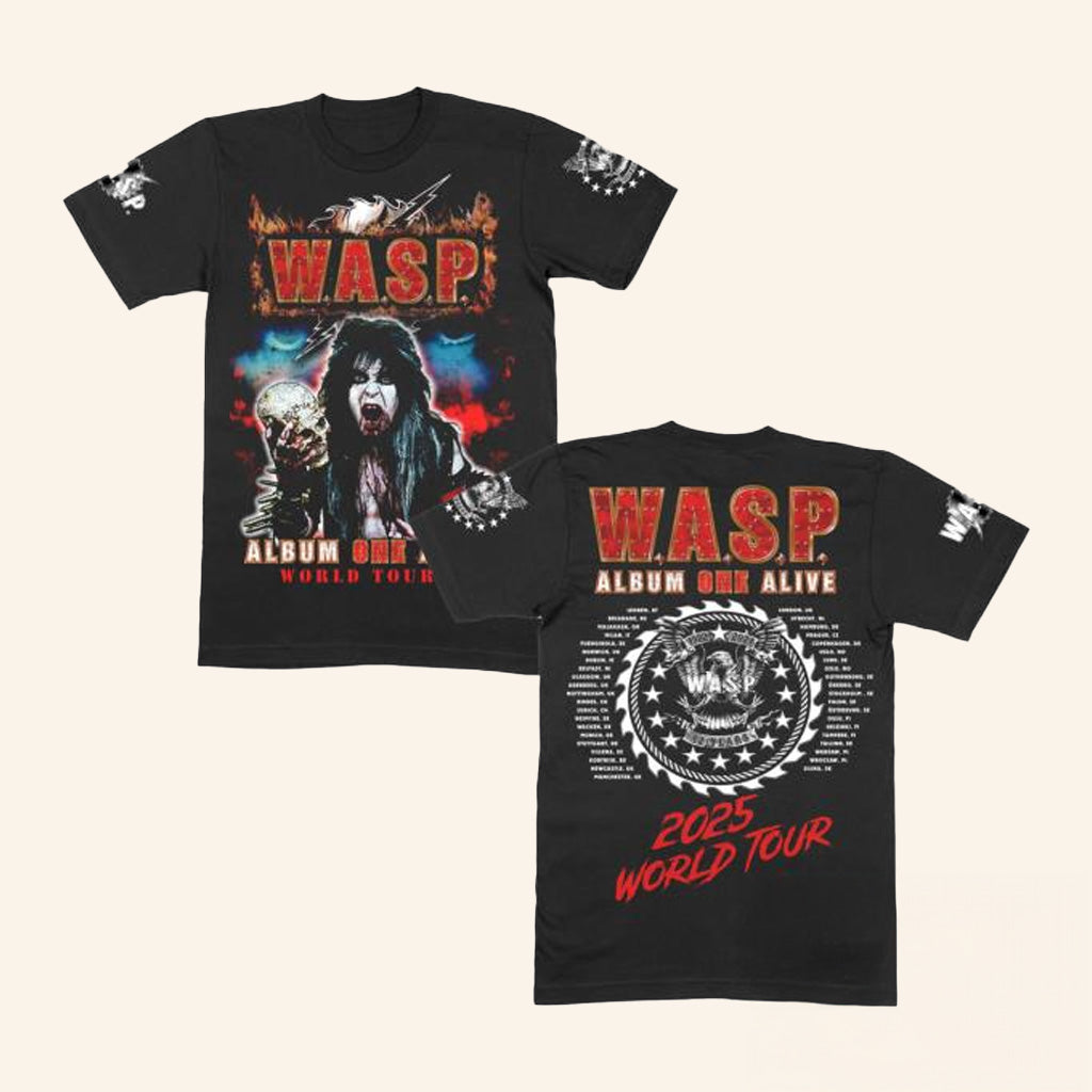 Wasp MFL Merch Album One Alive Blackie World Tour 2025 Black T-Shirt Gifts For Fans Wasp MFL Merch Album One Alive Blackie World Tour 2025 Black T-Shirt Gifts For Fans