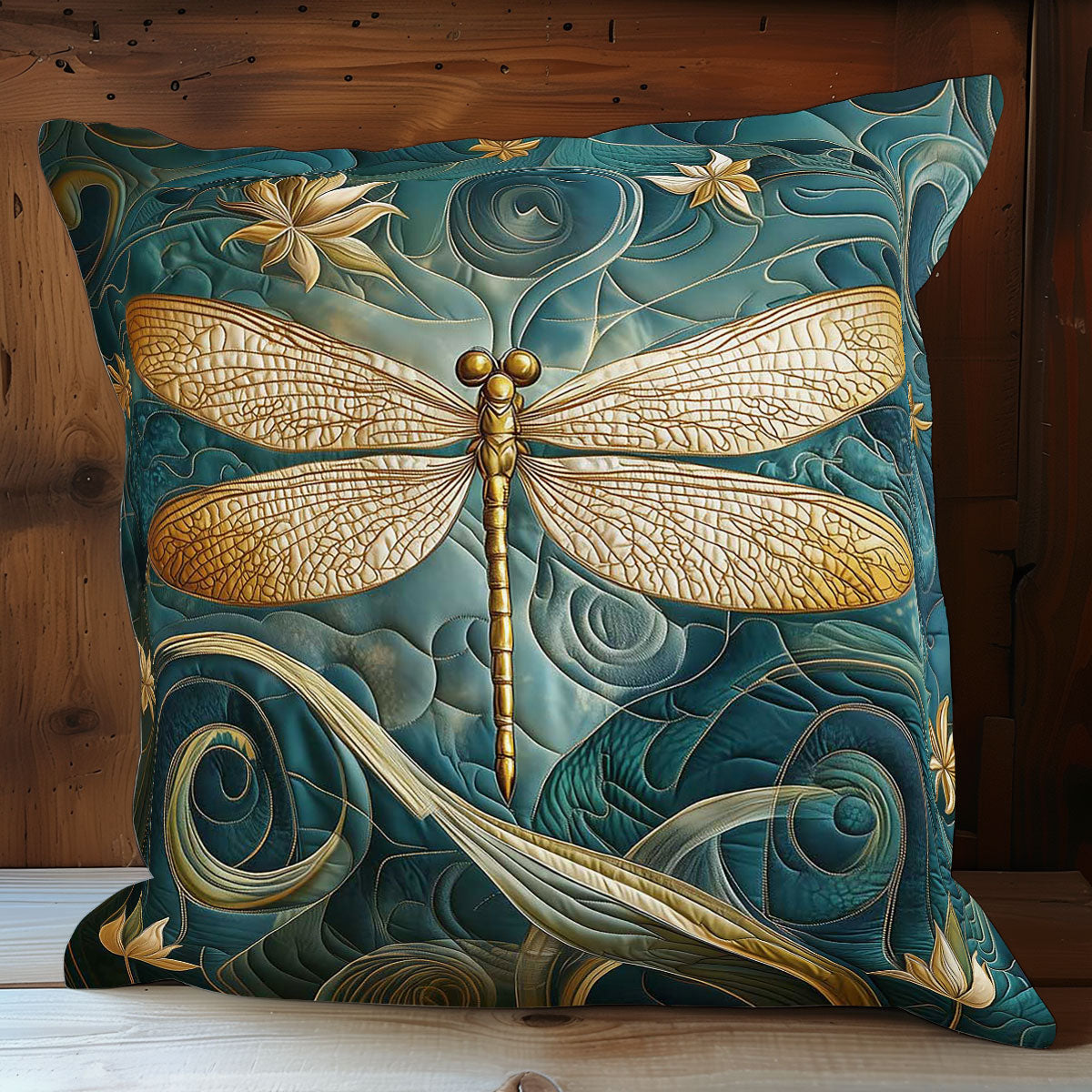 Water Spirit Dragonfly Quilt Pillow Case Luxury Satin Pillowcase for Smooth Hair and Skin
