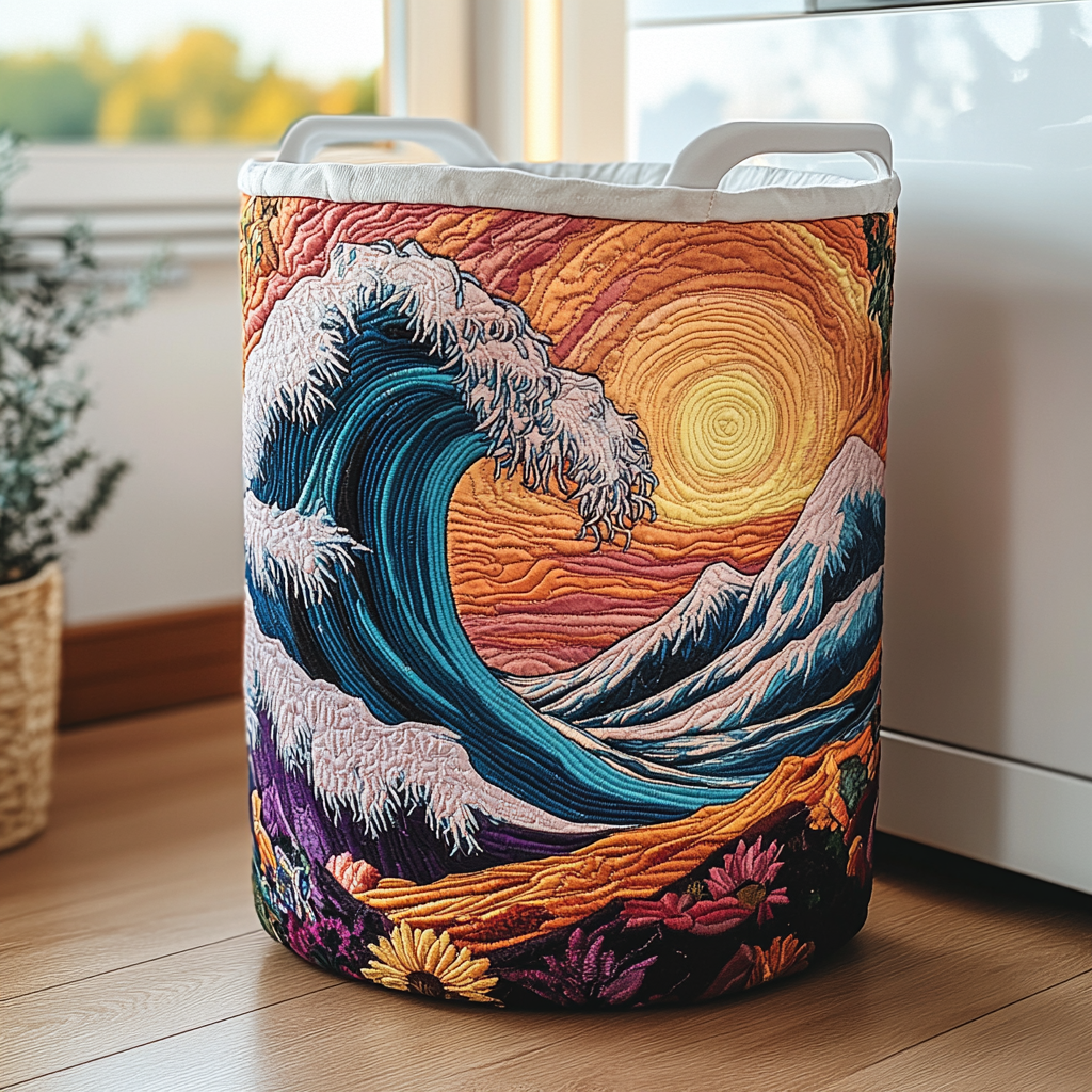 Water Surge Quilted Laundry Basket Merch For Family Time