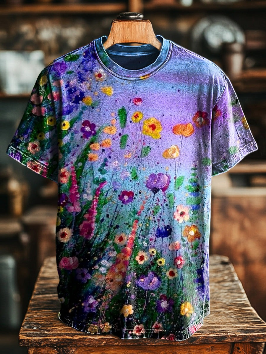 Watercolor Floral T-Shirt Artistic Flower Painting Tee Presents For Flower Lovers
