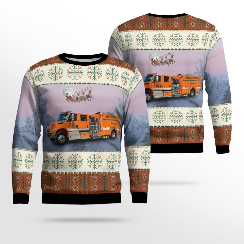 Waterford Pennsylvania Mill Village Volunteer Fire Company AOP Ugly Sweater Gift For Christmas
