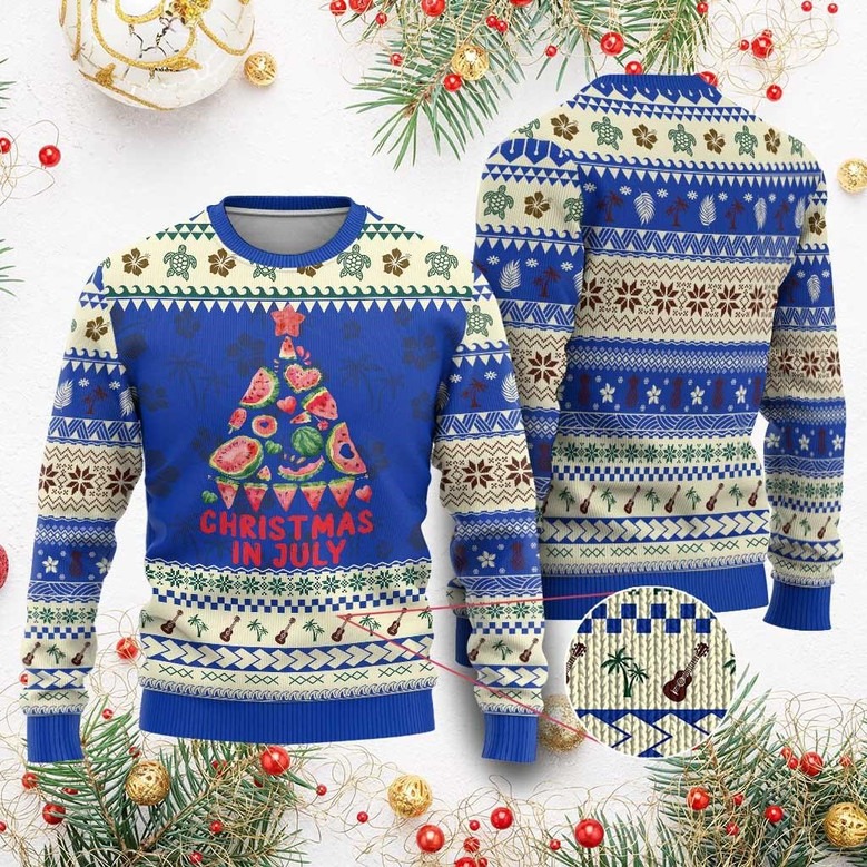 Watermelon Christmas In July Ugly Christmas Sweater Best Xmas Jumper Tropical Gifts