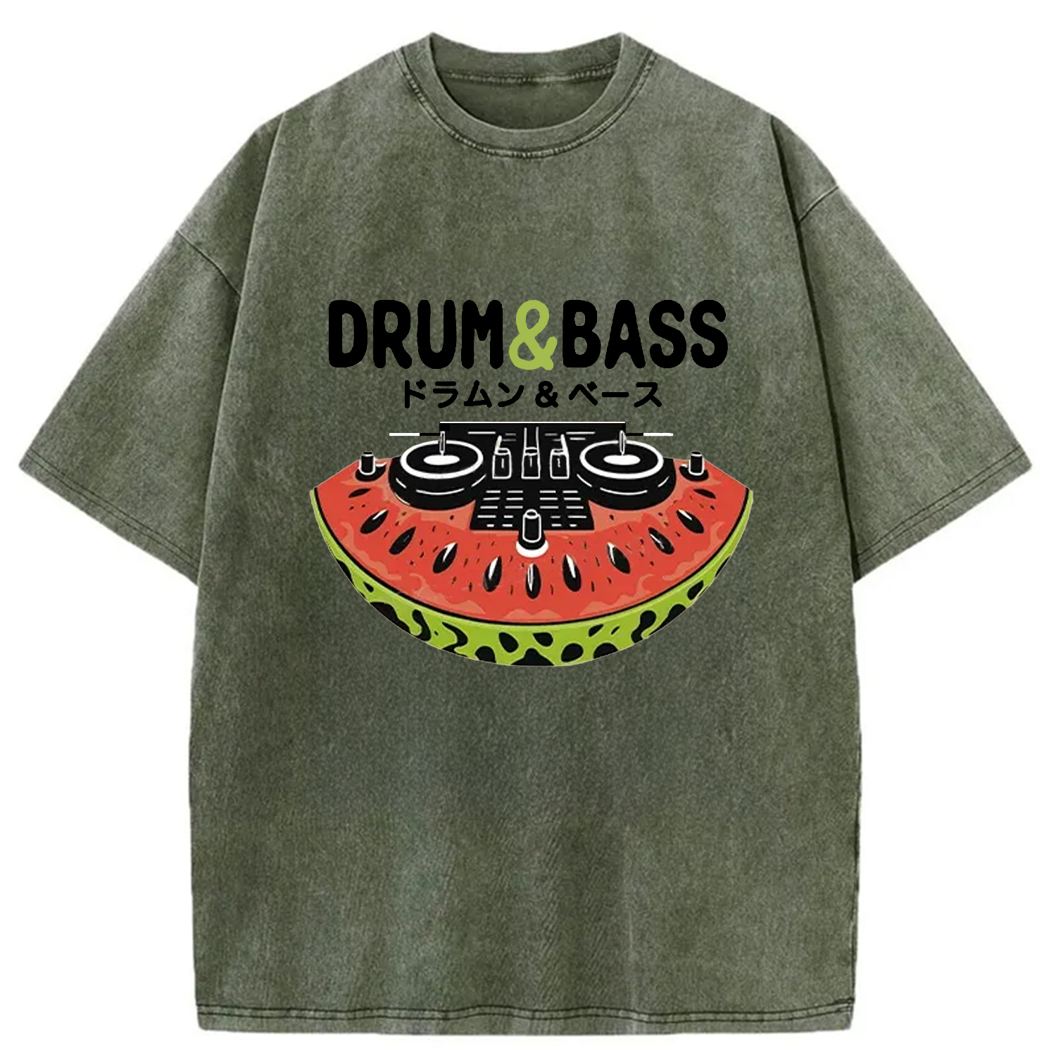 Watermelon Drum & Bass Washed T-Shirt Unique Aesthetic Fashion Tee Gifts For Besties-1 Watermelon Drum & Bass Washed T-Shirt Unique Aesthetic Fashion Tee Gifts For Besties-1