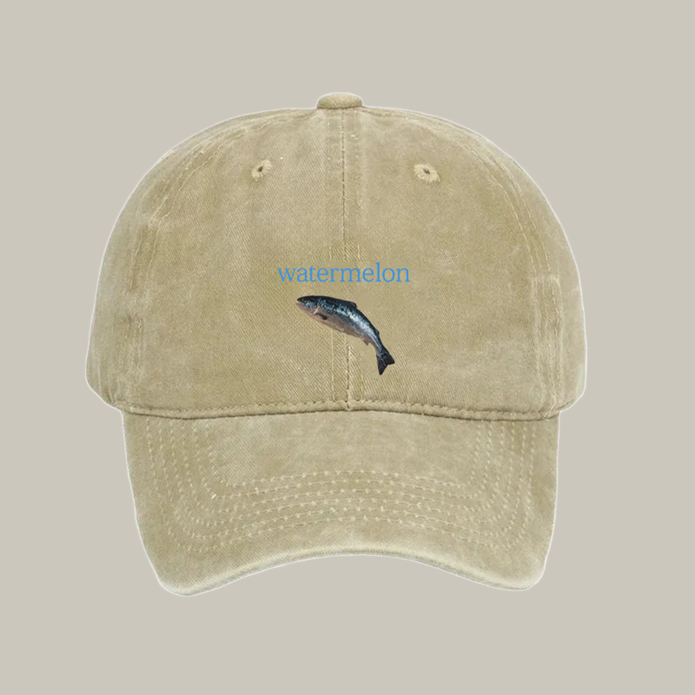 Watermelon Fish Washed Cap Funny Dad Hat Christmas Gift Ideas For Dad