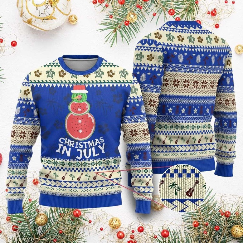 Watermelon Snowman Christmas In July Ugly Sweater Best Xmas Snowman Jumper Gifts