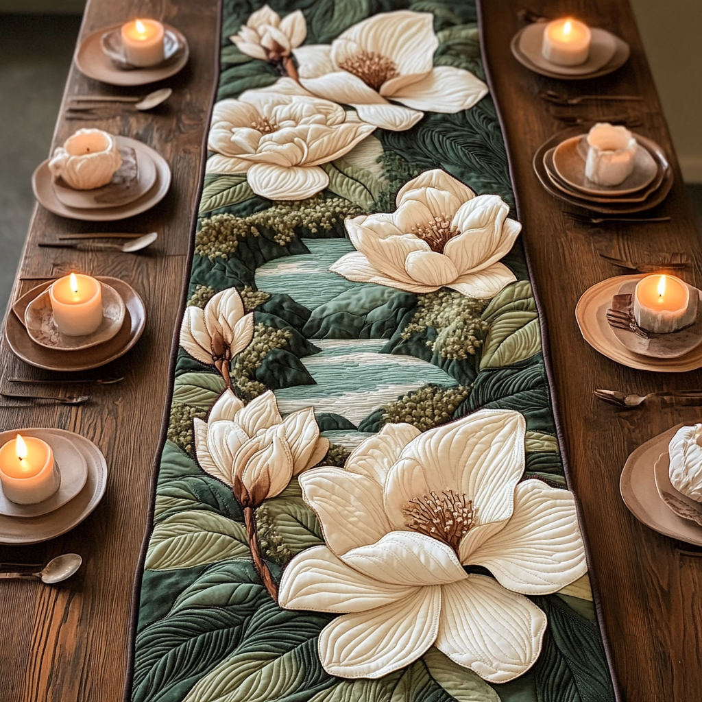 Waterside Floral Quilted Table Runner Dining Room Decor Ideas Christmas Floral Gifts