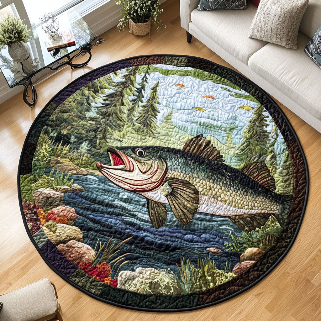 Waterside Peace Quilted Round Mat Entryway Decor Fishing Father's Day Gifts