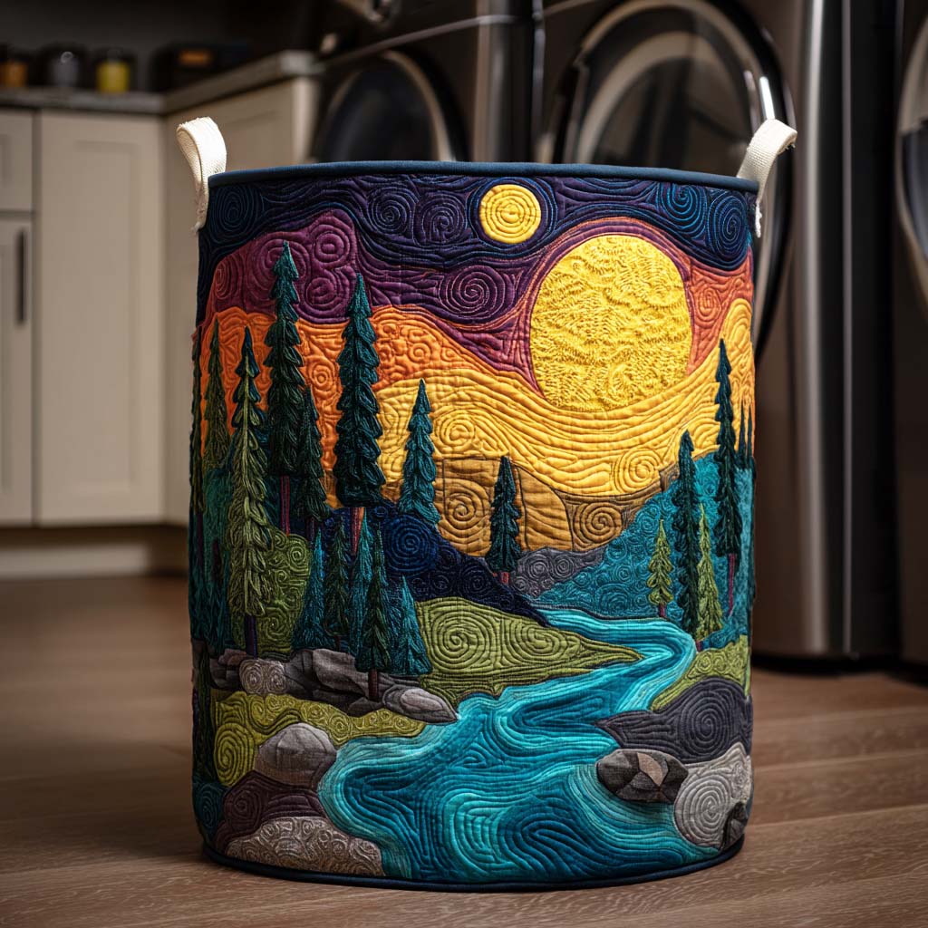 Wave Crest Quilted Laundry Basket Valentine's Day Merch Gift