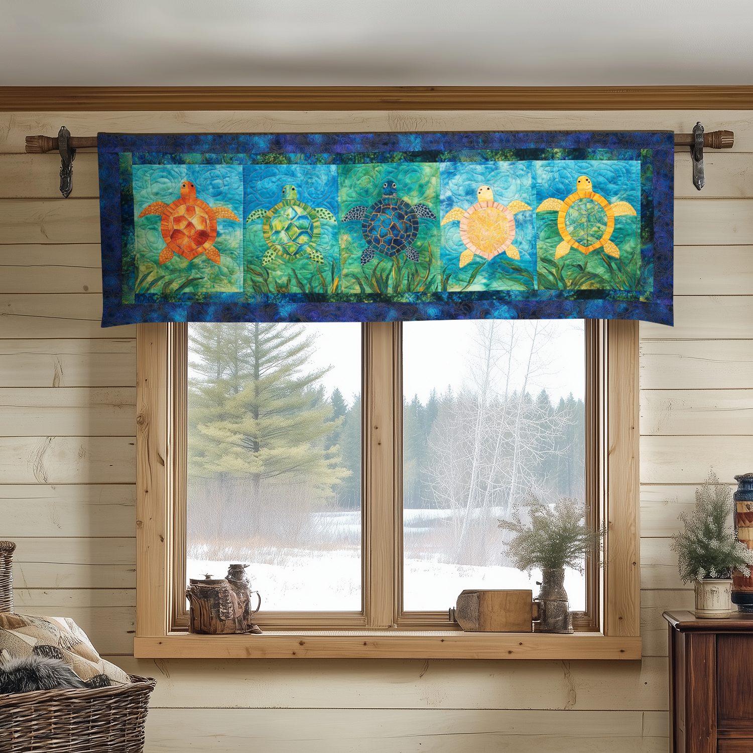 Wave Dancer Quilted Valance Kitchen Quilted Valance Curtains Special Gift For Father