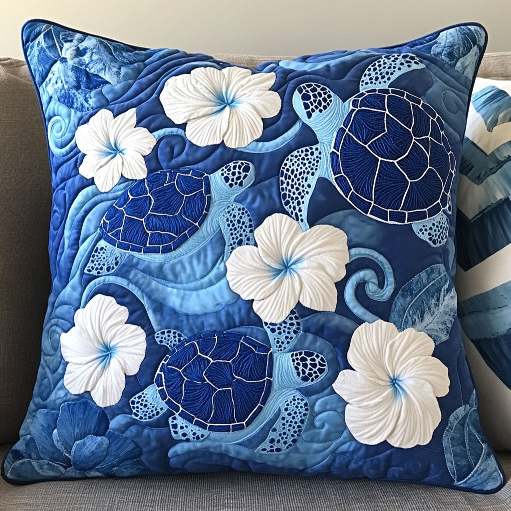 Wave Dancer Trio Quilted Pillow Case Best Throw Pillow Covers Best Gifts For Turtle Lovers