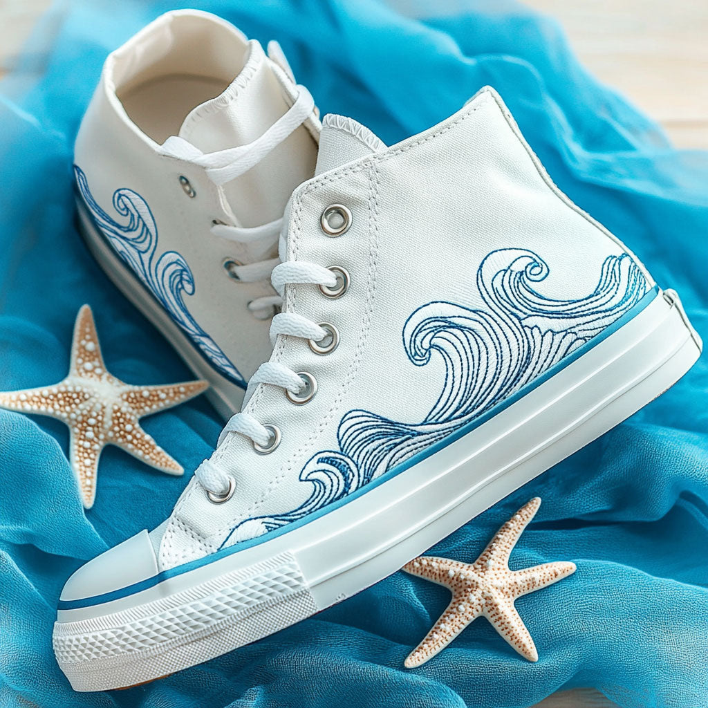 Wave Glow Canvas High Tops Unisex Merch Style