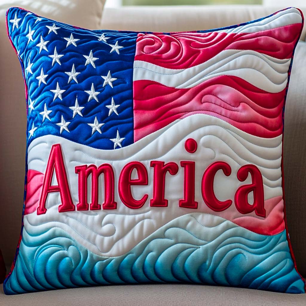 Wave of Freedom Quilted Pillow Case Throw Pillow Covers Good Gifts For Mom