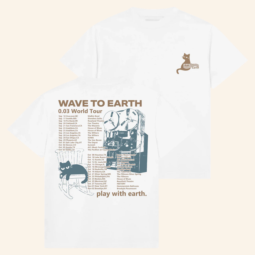 Wave To Earth Merch 0 03 NA Tour Cat T-Shirt Presents For Music Lovers Wave To Earth Merch 0 03 NA Tour Cat T-Shirt Presents For Music Lovers